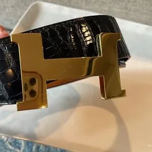 Hermes | Accessories | Hermes Large H Belt Black And Gold  display picture 3